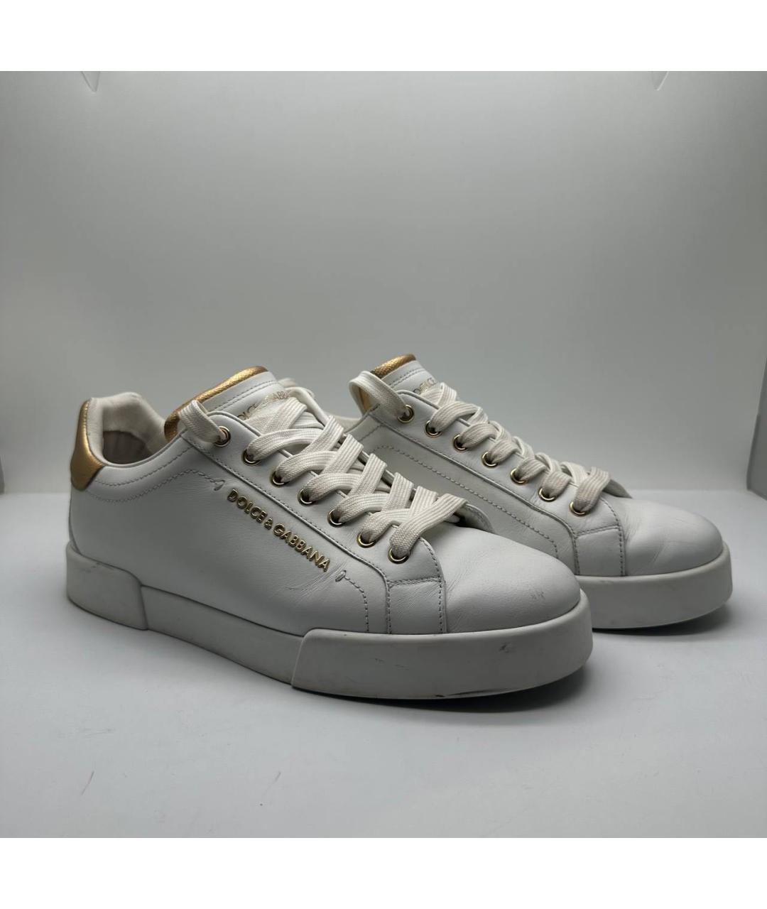 DOLCE&GABBANA Белые кожаные кроссовки, фото 6