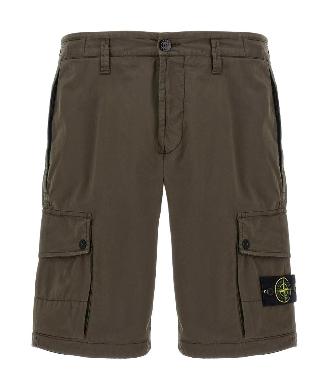 STONE ISLAND Хаки хлопковые шорты, фото 1