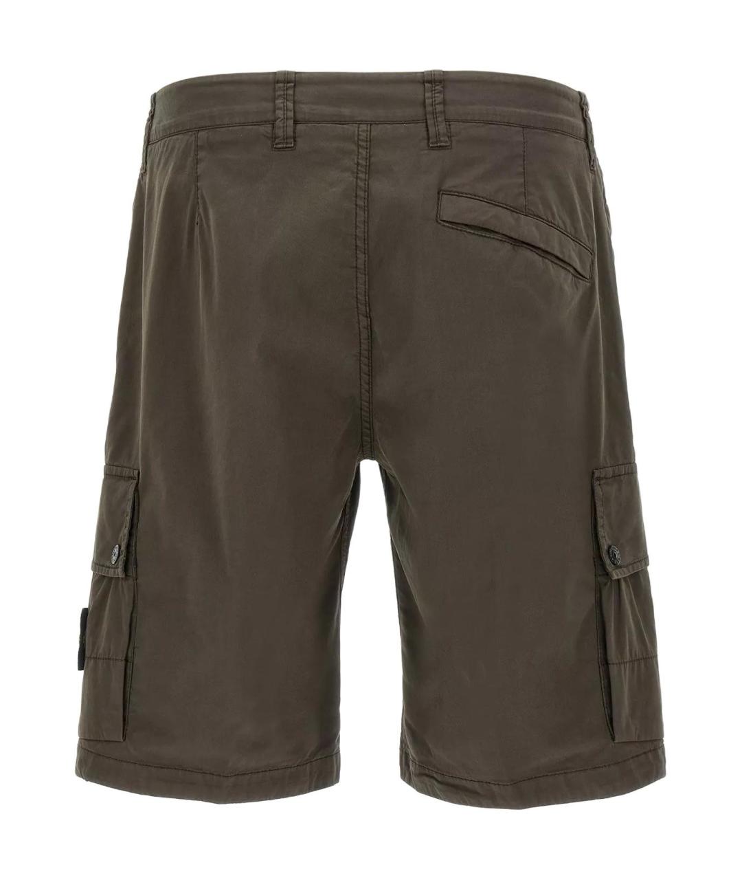 STONE ISLAND Хаки хлопковые шорты, фото 2