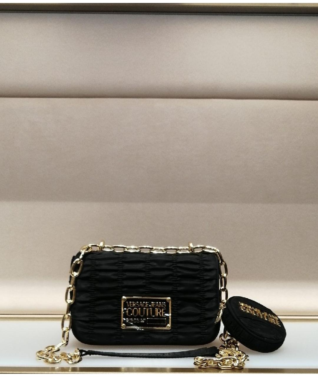 VERSACE JEANS COUTURE Черная кожаная сумка через плечо, фото 4