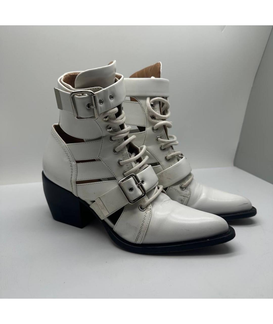 CHLOE Белые кожаные ботильоны, фото 4