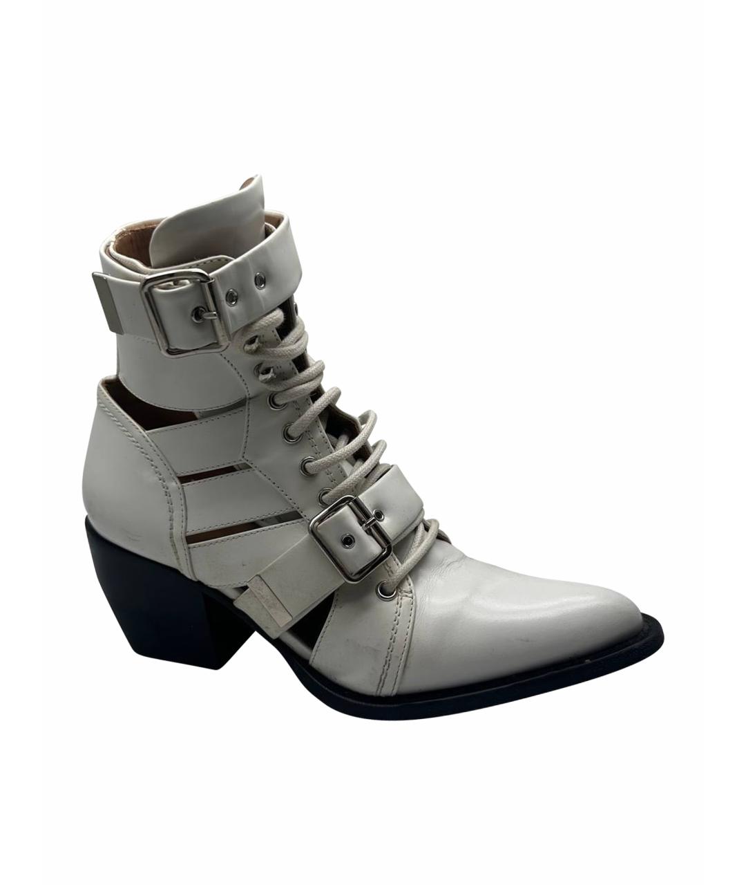 CHLOE Белые кожаные ботильоны, фото 1