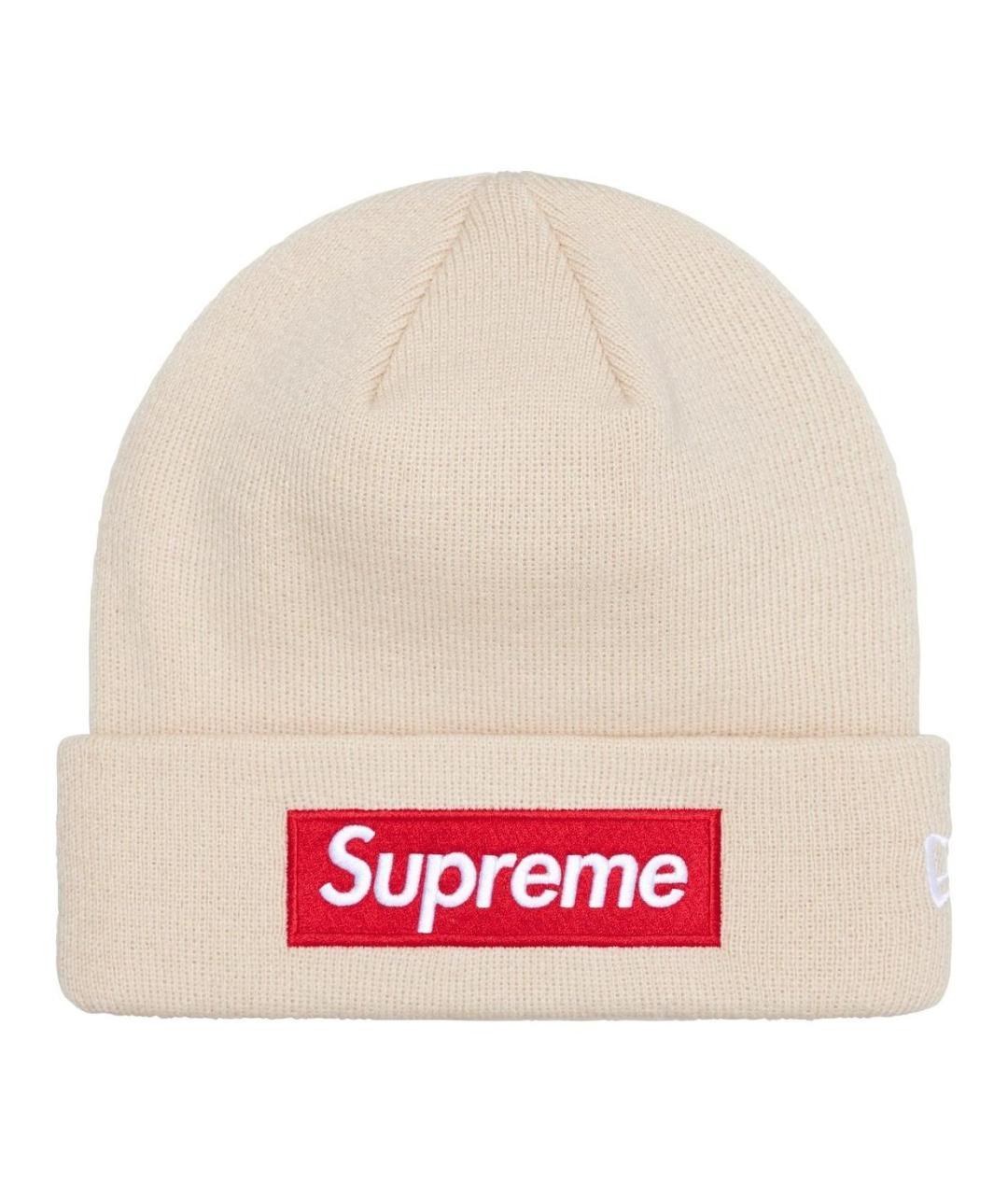 SUPREME Бежевая шапка, фото 1