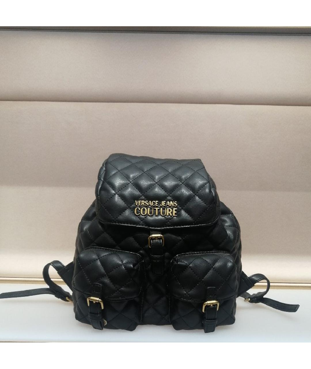 VERSACE JEANS COUTURE Черный кожаный рюкзак, фото 4