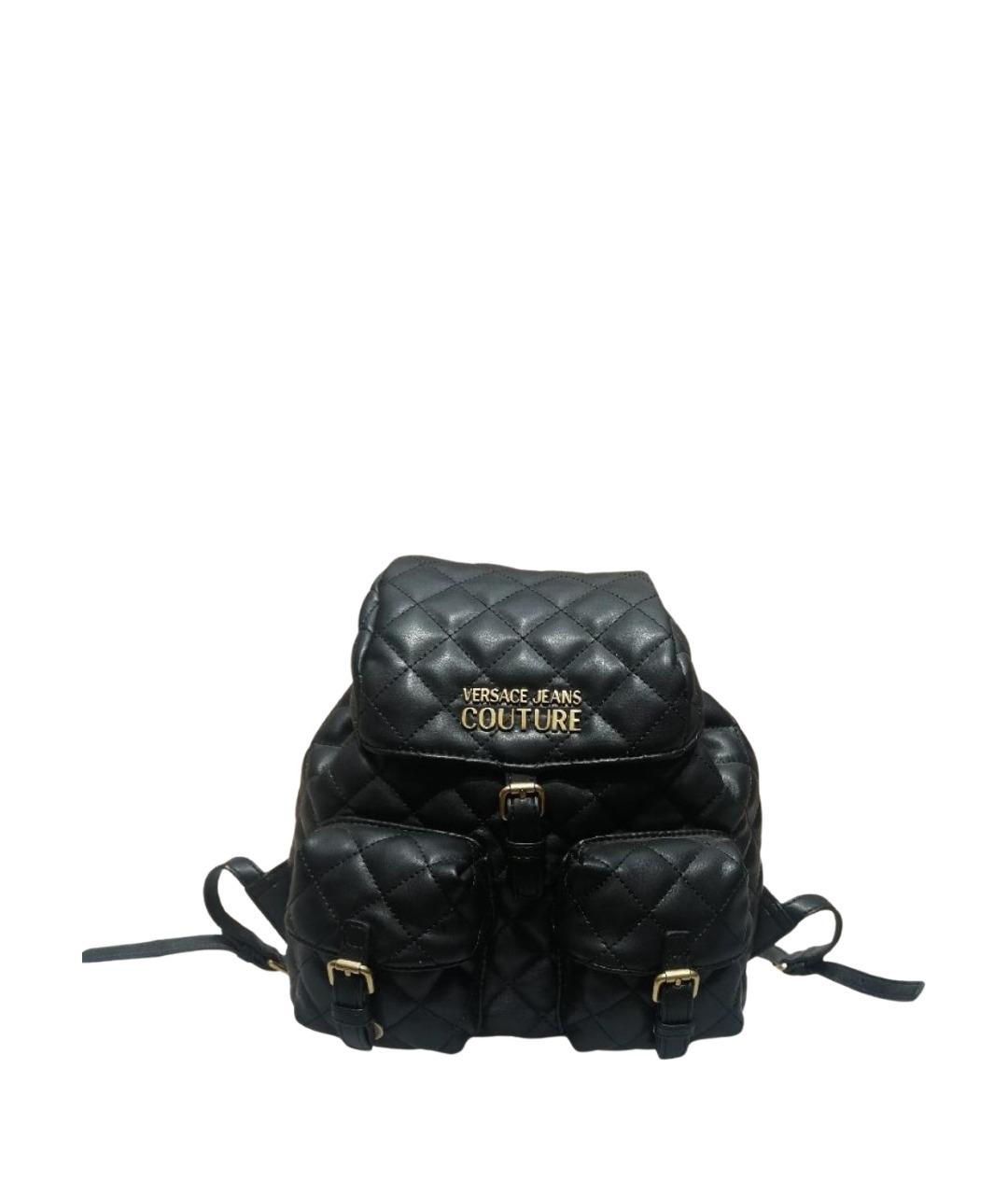 VERSACE JEANS COUTURE Черный кожаный рюкзак, фото 1