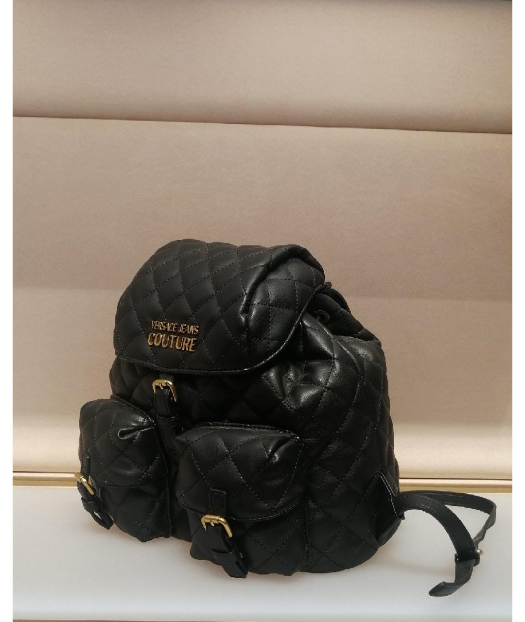 VERSACE JEANS COUTURE Черный кожаный рюкзак, фото 2