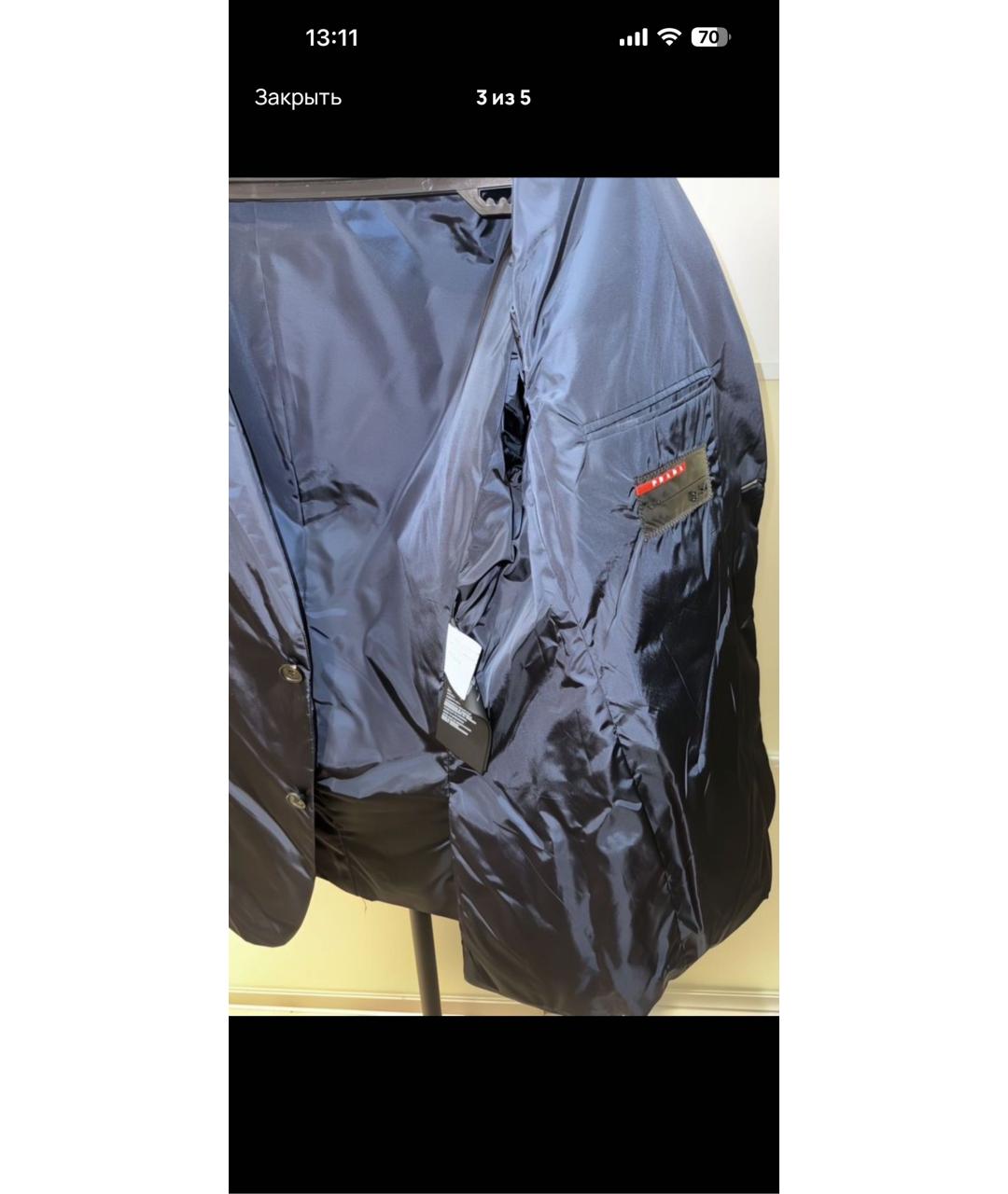 PRADA Темно-синий полиэстеровый пиджак, фото 3