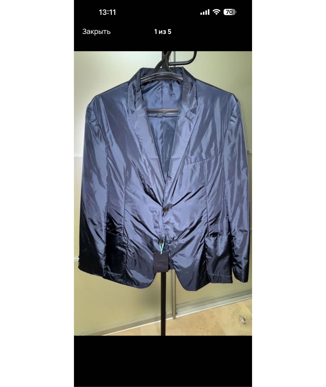 PRADA Темно-синий полиэстеровый пиджак, фото 6