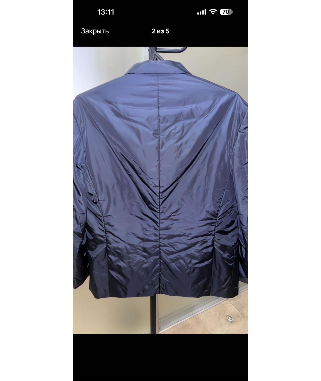 PRADA Темно-синий полиэстеровый пиджак, фото 2