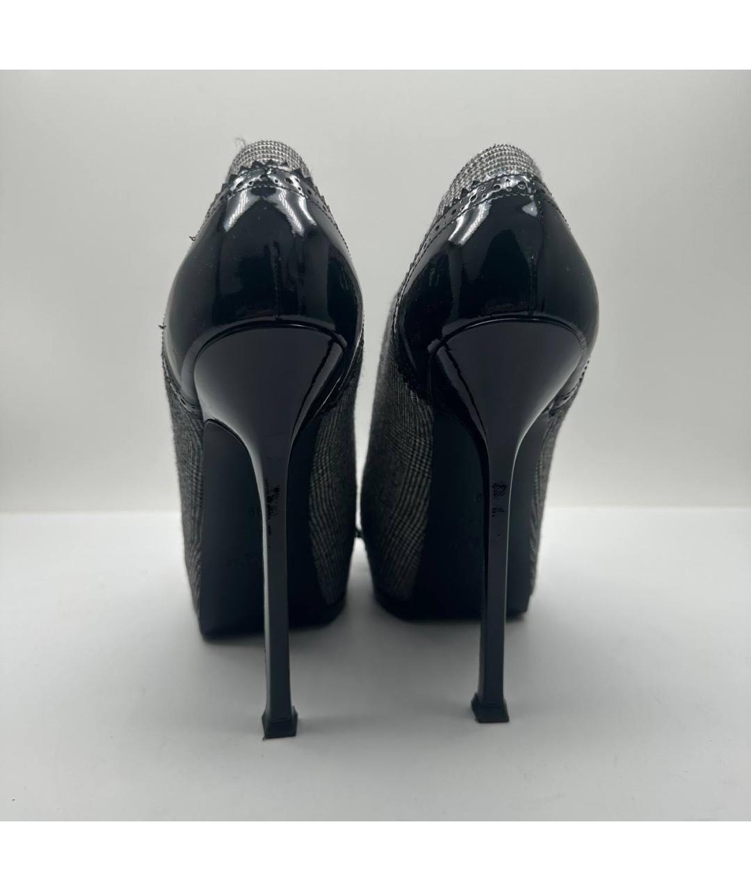 SAINT LAURENT Антрацитовые текстильные ботильоны, фото 4