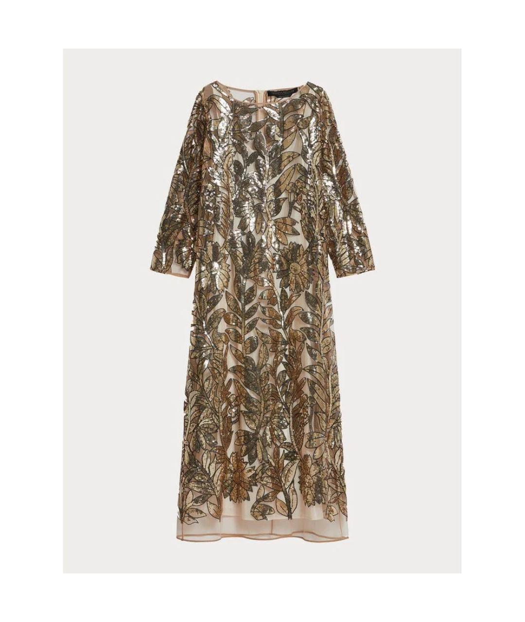 'S MAX MARA Золотое полиэстеровое вечернее платье, фото 9