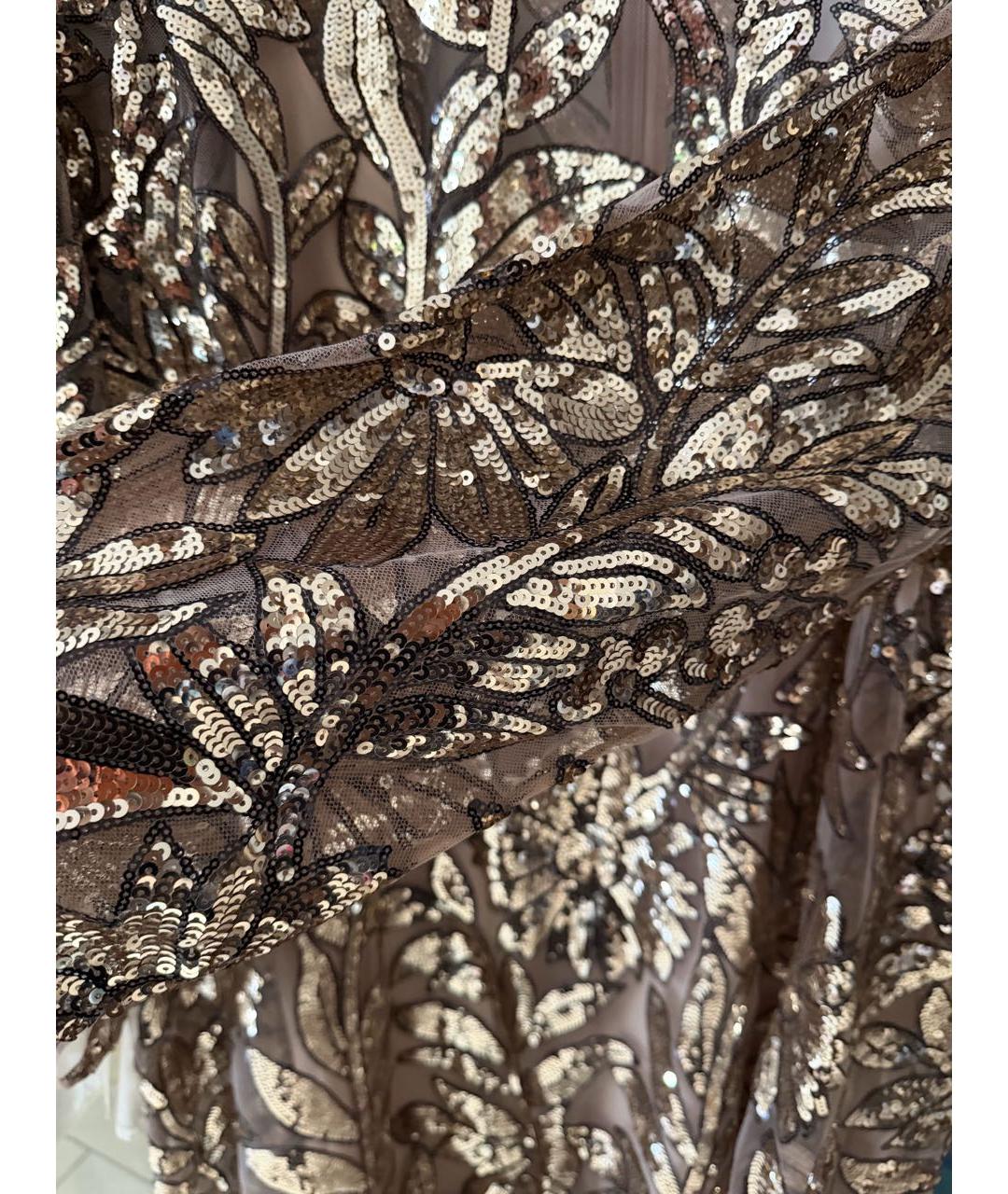 'S MAX MARA Золотое полиэстеровое вечернее платье, фото 5