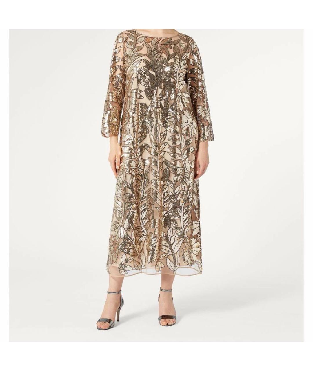 'S MAX MARA Золотое полиэстеровое вечернее платье, фото 4