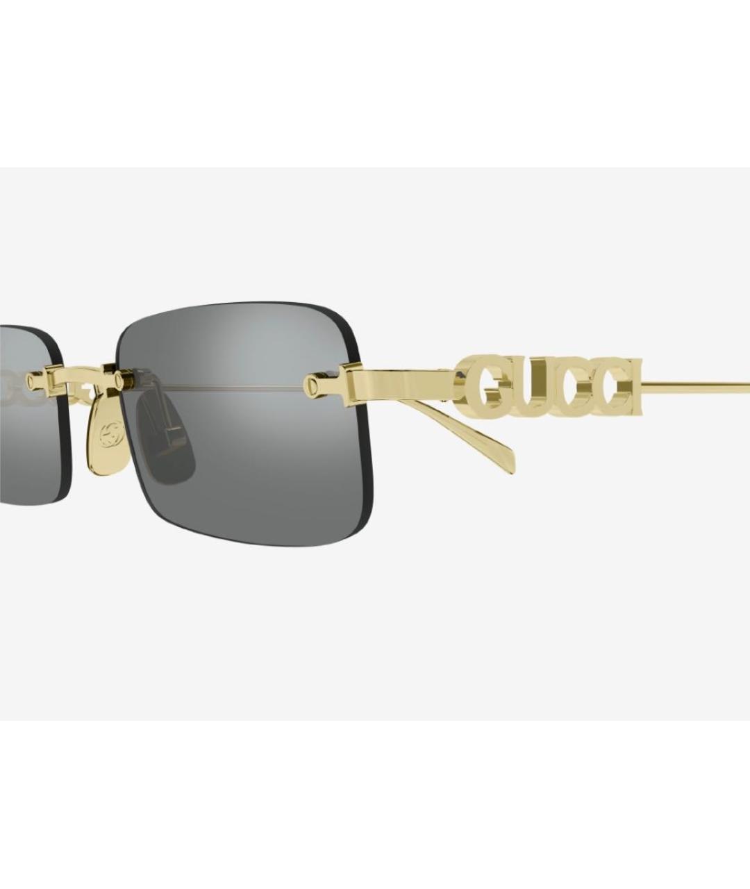 GUCCI Золотые металлические солнцезащитные очки, фото 3