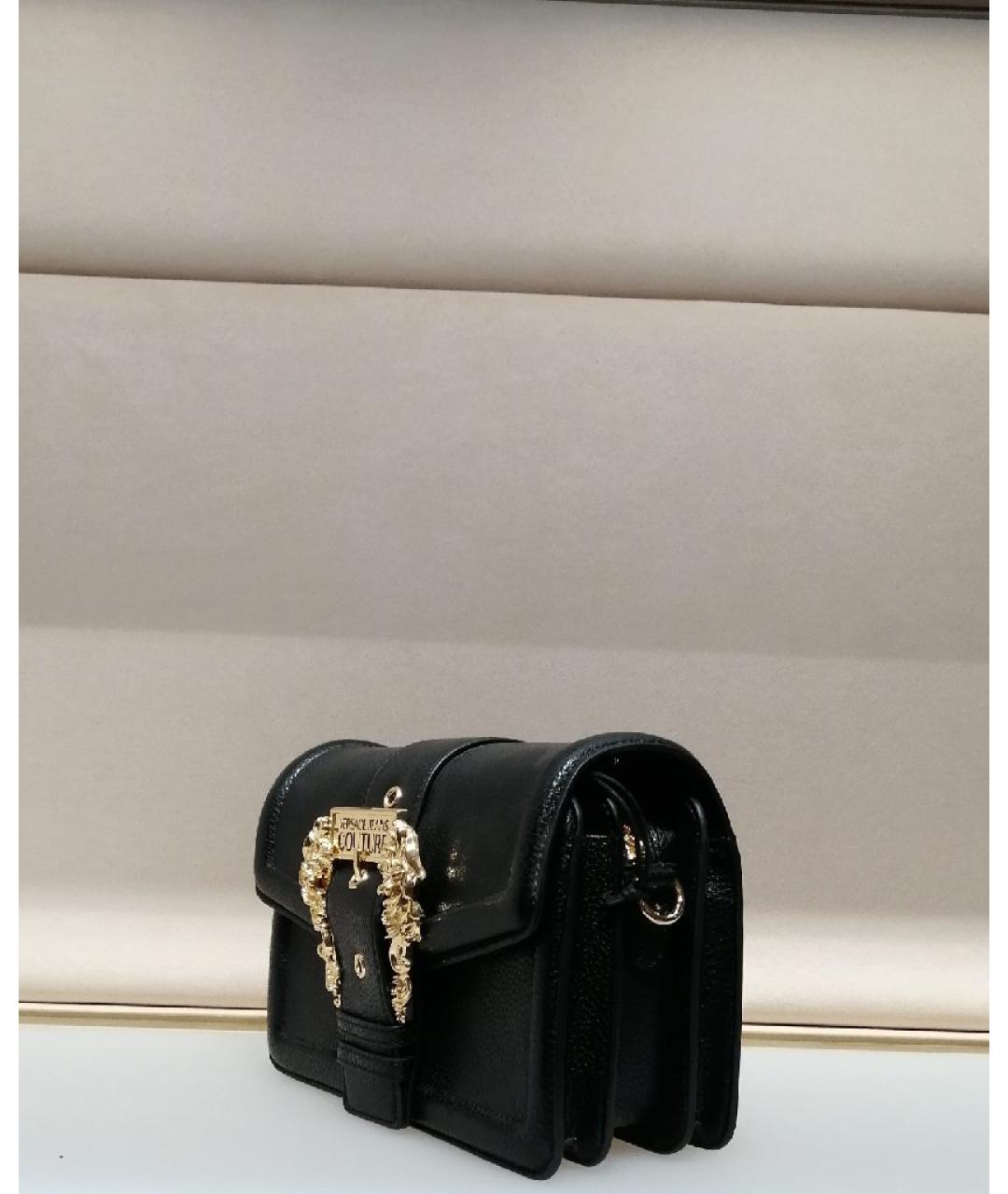 VERSACE JEANS COUTURE Черная кожаная сумка через плечо, фото 2