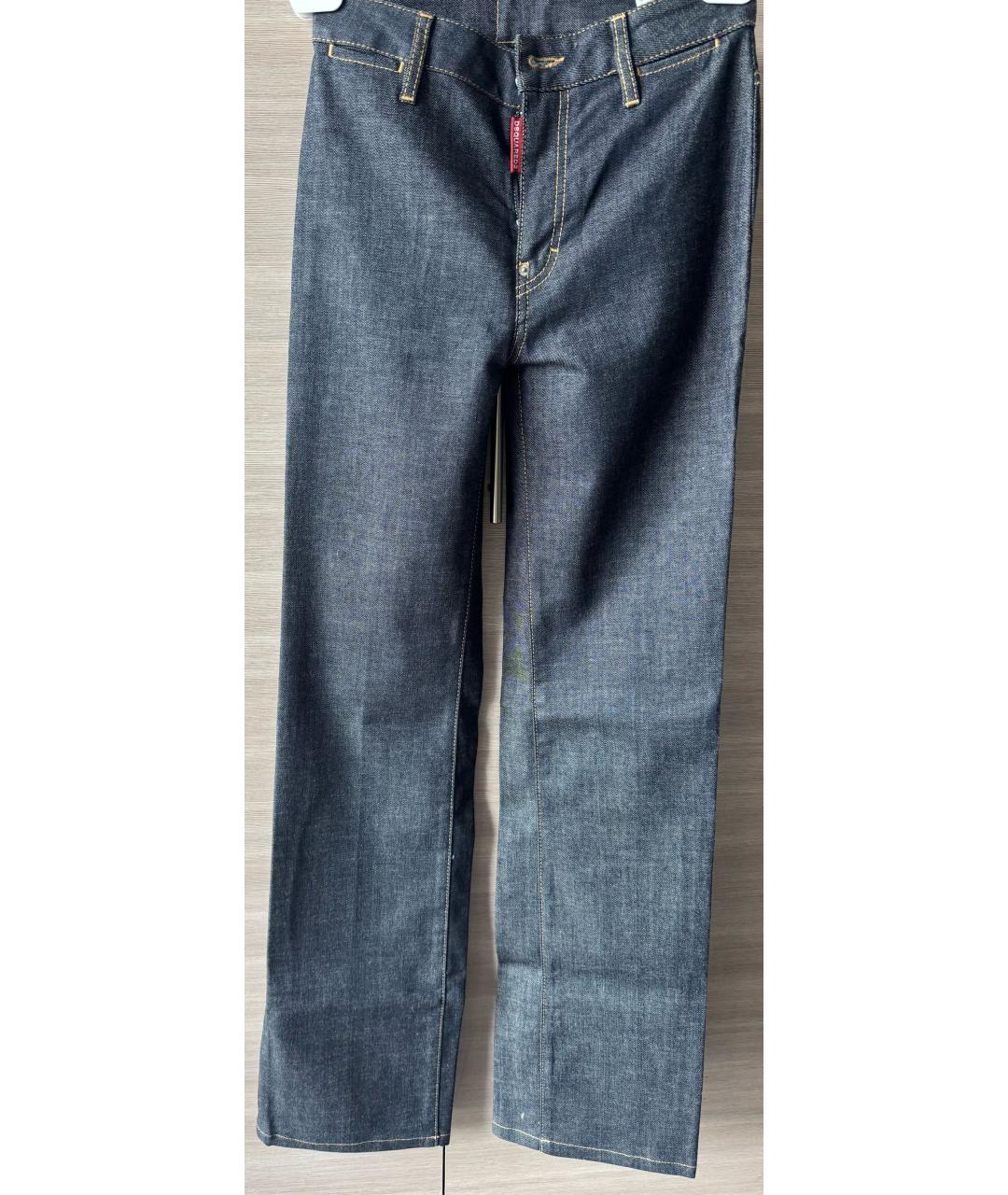 DSQUARED2 Темно-синие хлопковые прямые джинсы, фото 2