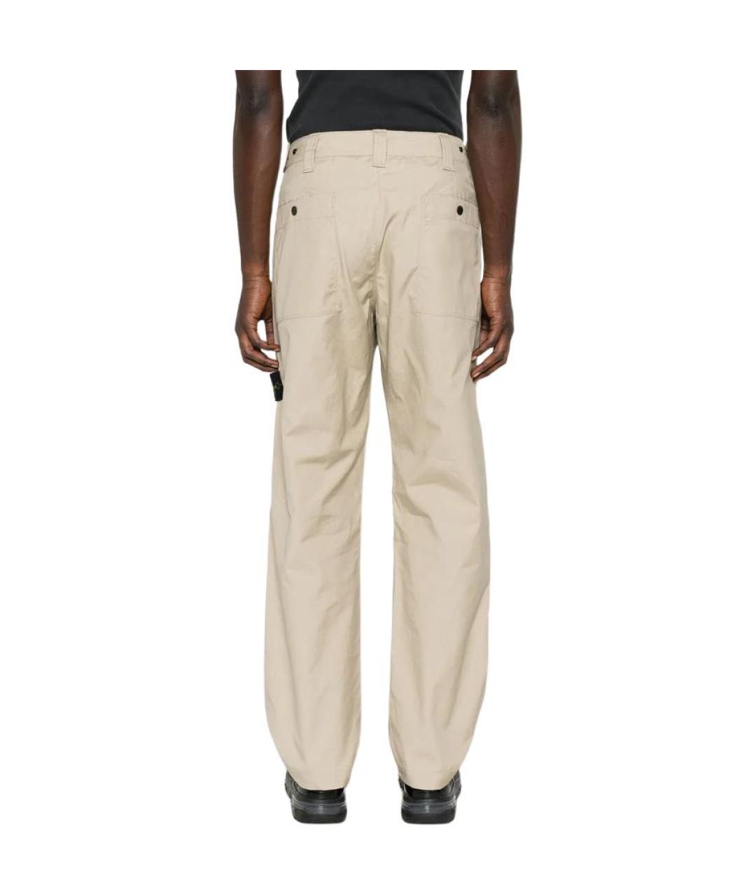 STONE ISLAND Бежевые хлопковые брюки чинос, фото 5