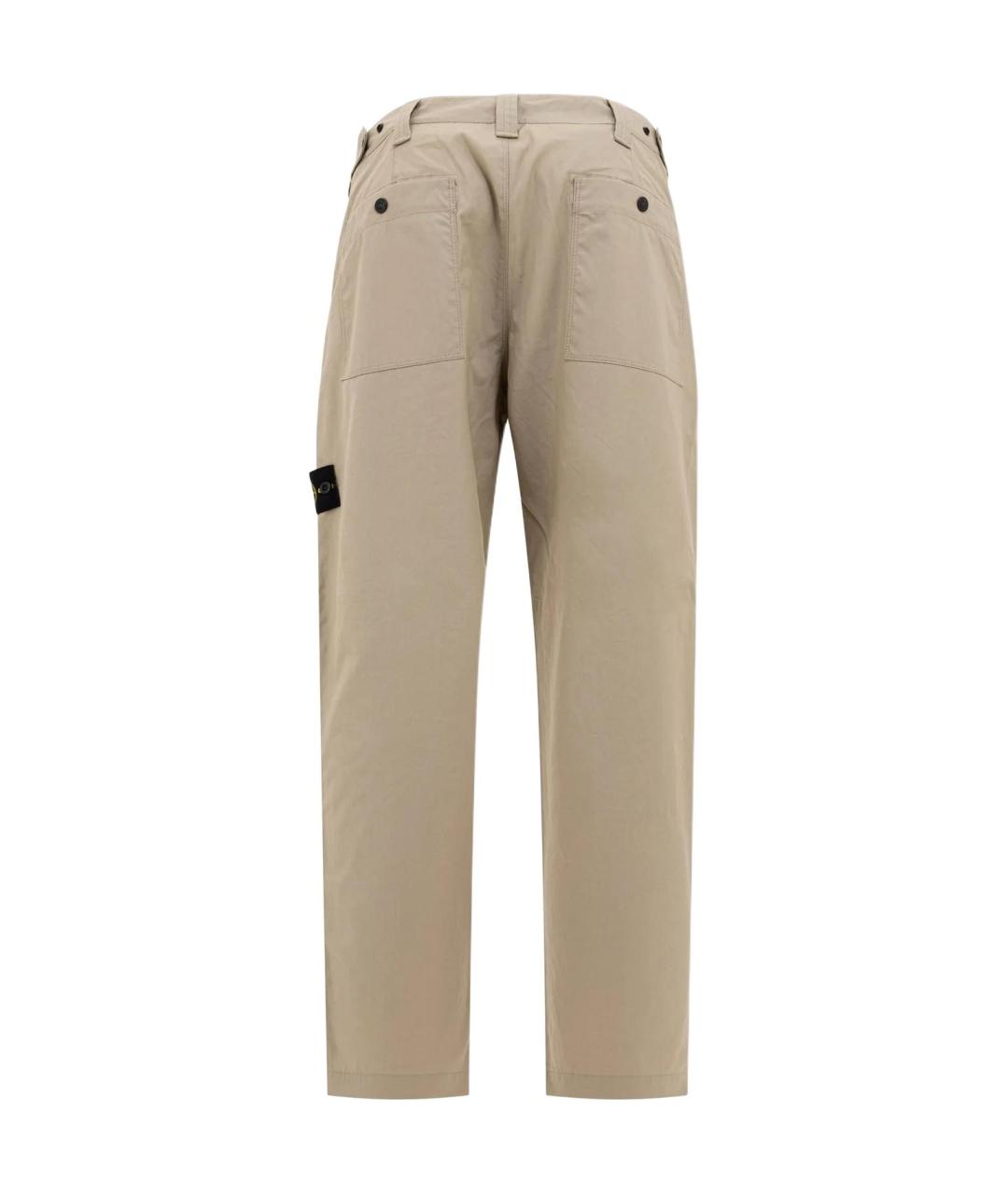 STONE ISLAND Бежевые хлопковые брюки чинос, фото 2