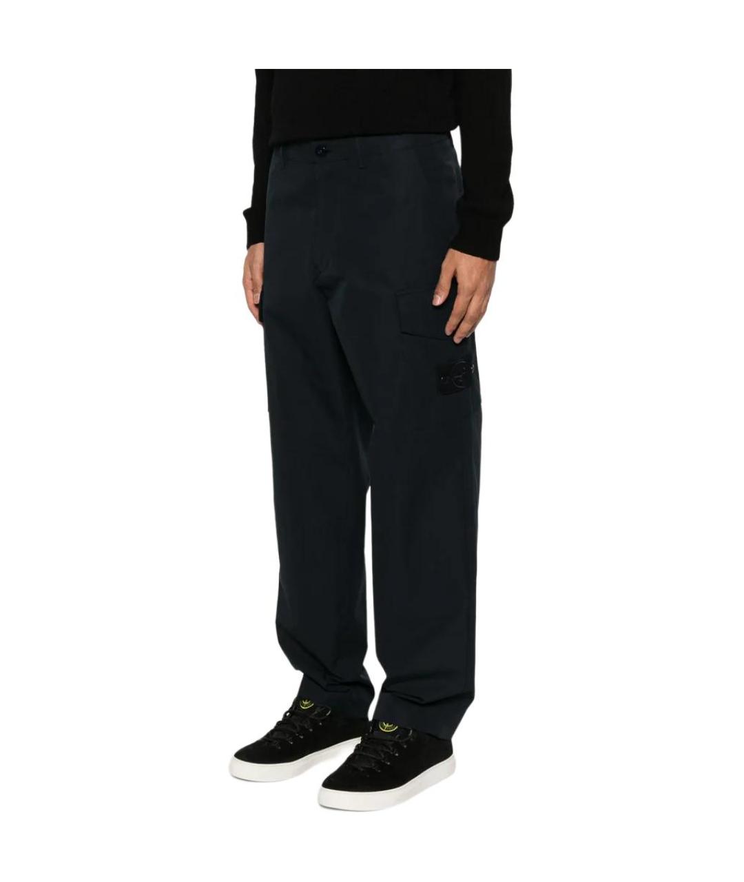 STONE ISLAND Темно-синие хлопковые брюки чинос, фото 4