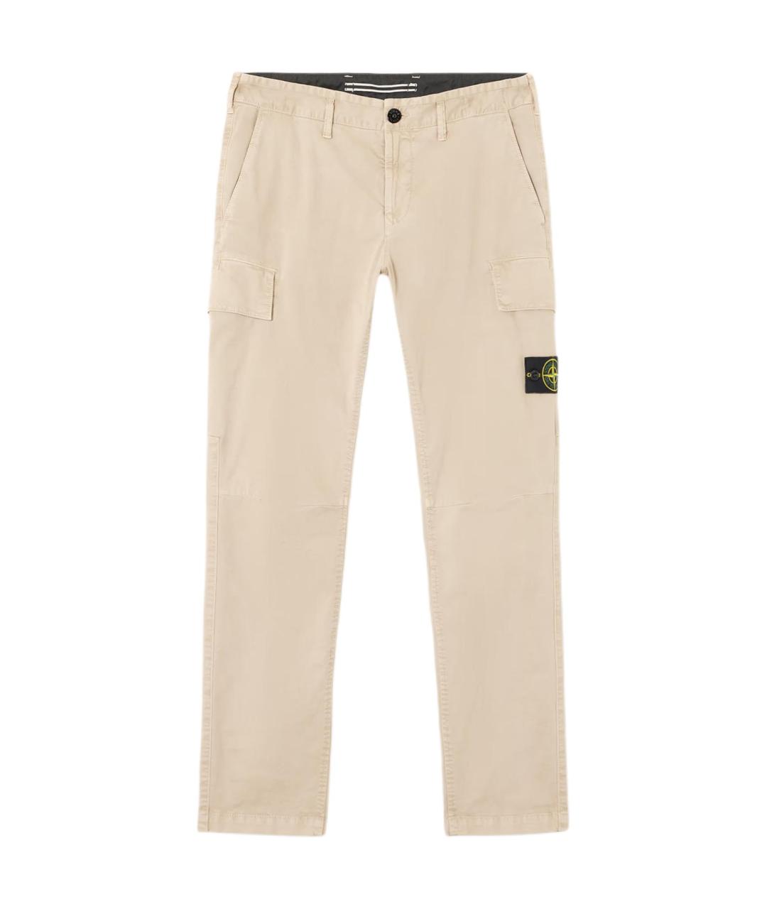 STONE ISLAND Бежевые хлопковые повседневные брюки, фото 1