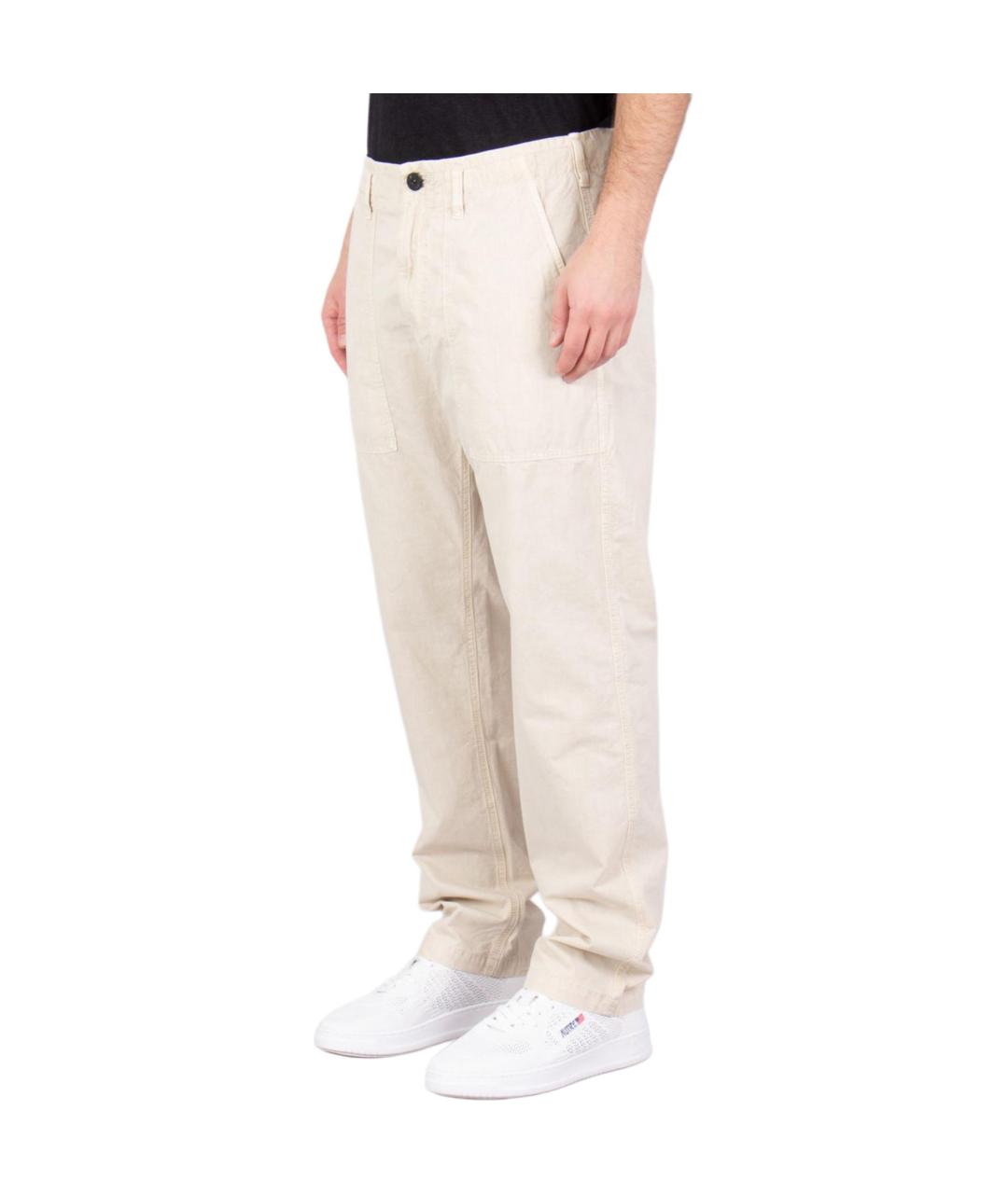 STONE ISLAND Бежевые хлопковые повседневные брюки, фото 3