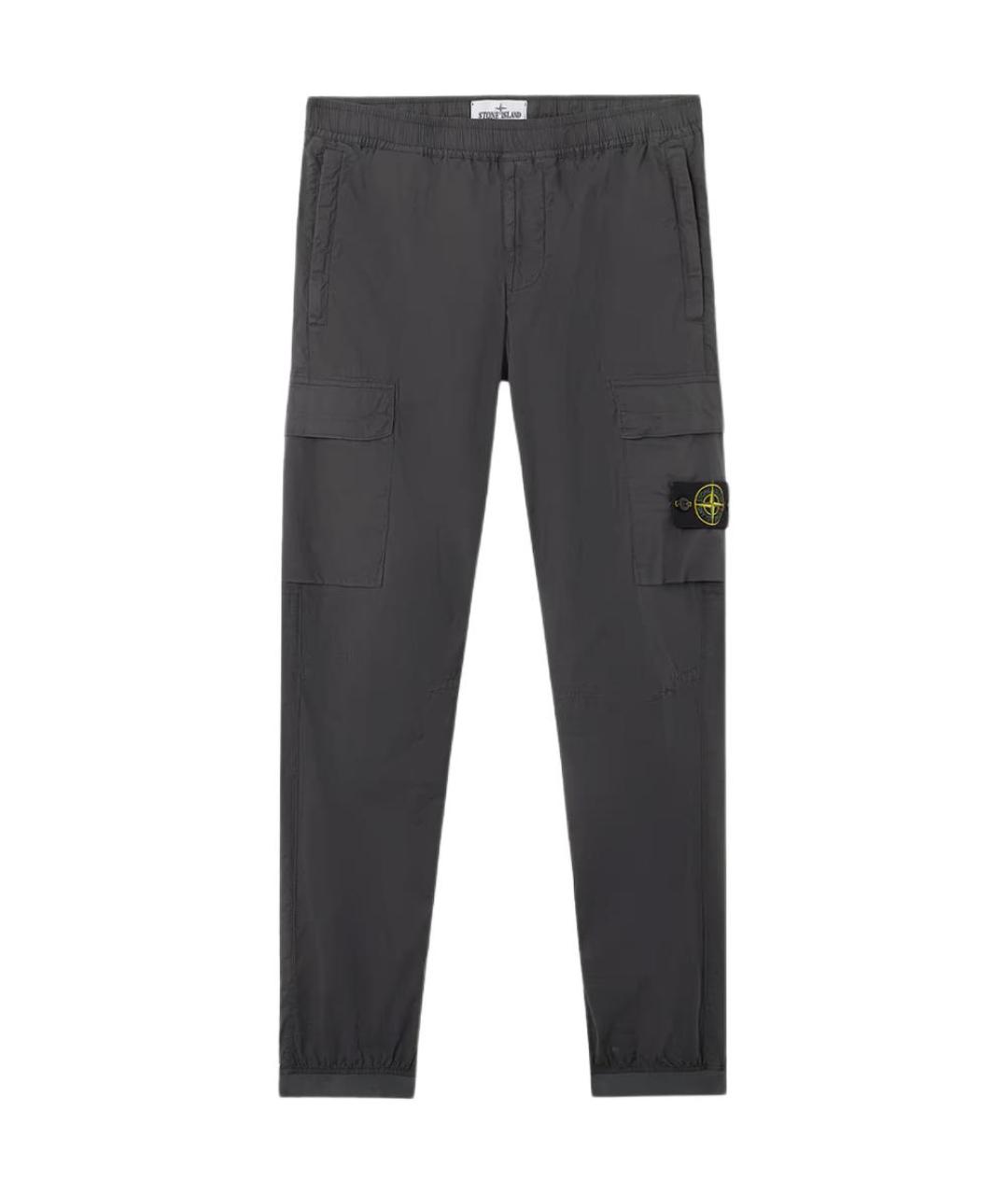 STONE ISLAND Антрацитовые хлопковые брюки чинос, фото 1