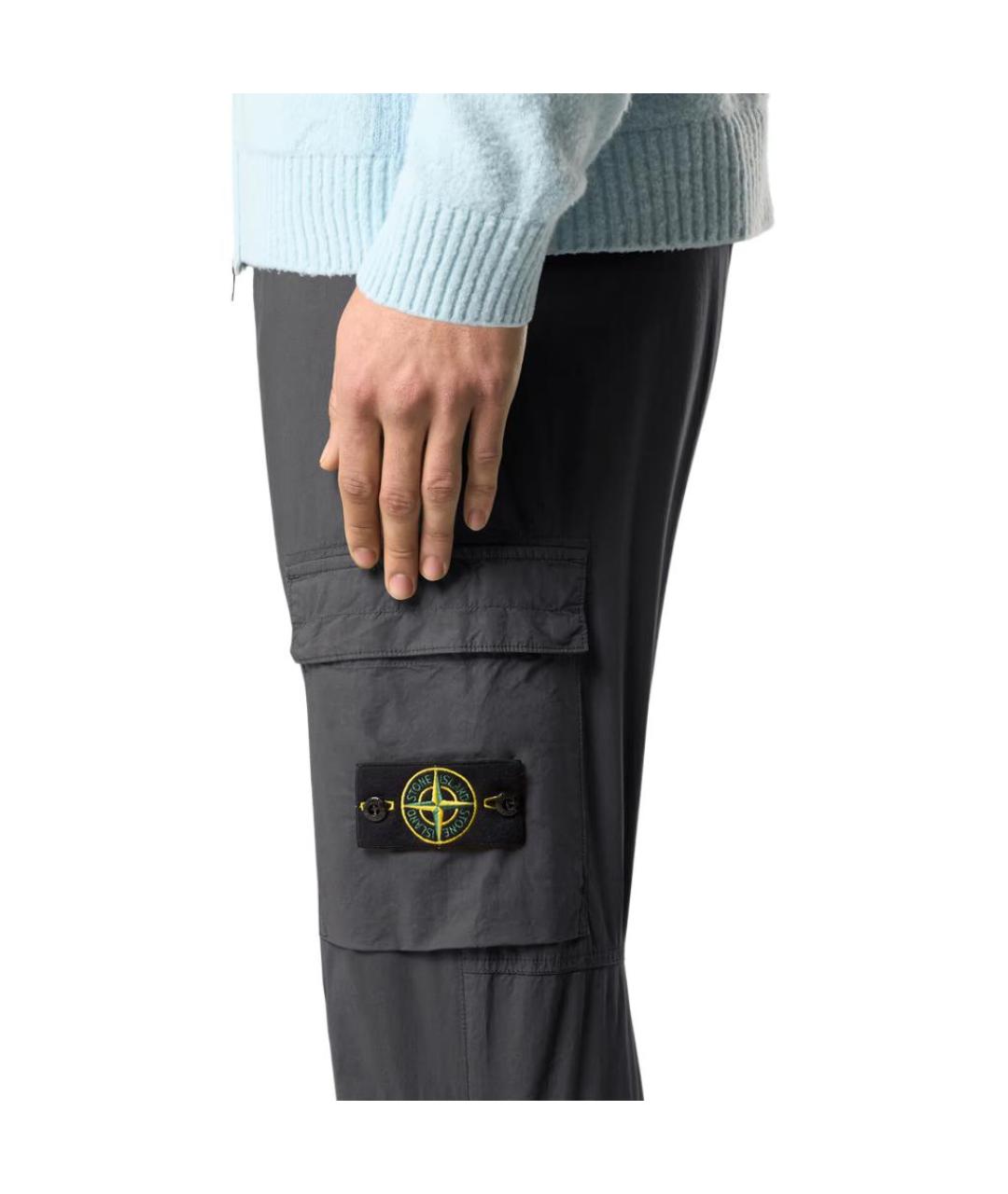 STONE ISLAND Антрацитовые хлопковые брюки чинос, фото 4