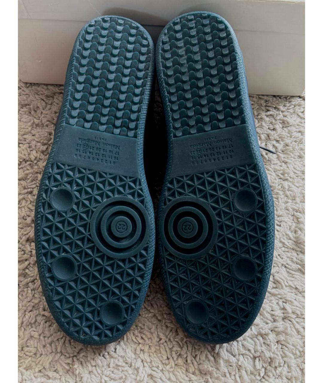 MAISON MARGIELA Темно-синие кожаные низкие кроссовки / кеды, фото 6