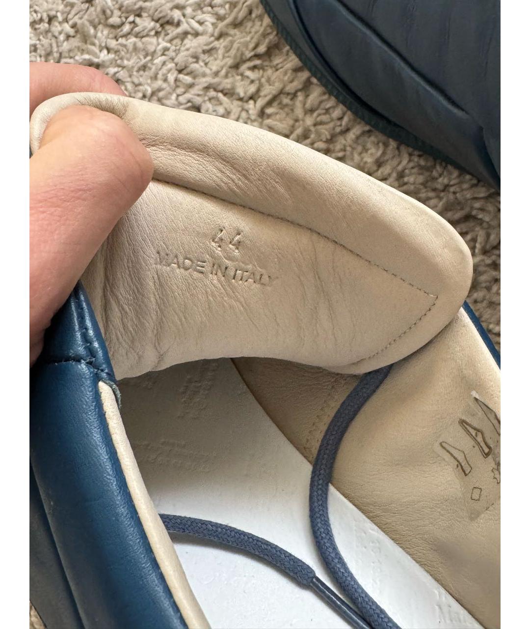 MAISON MARGIELA Темно-синие кожаные низкие кроссовки / кеды, фото 4