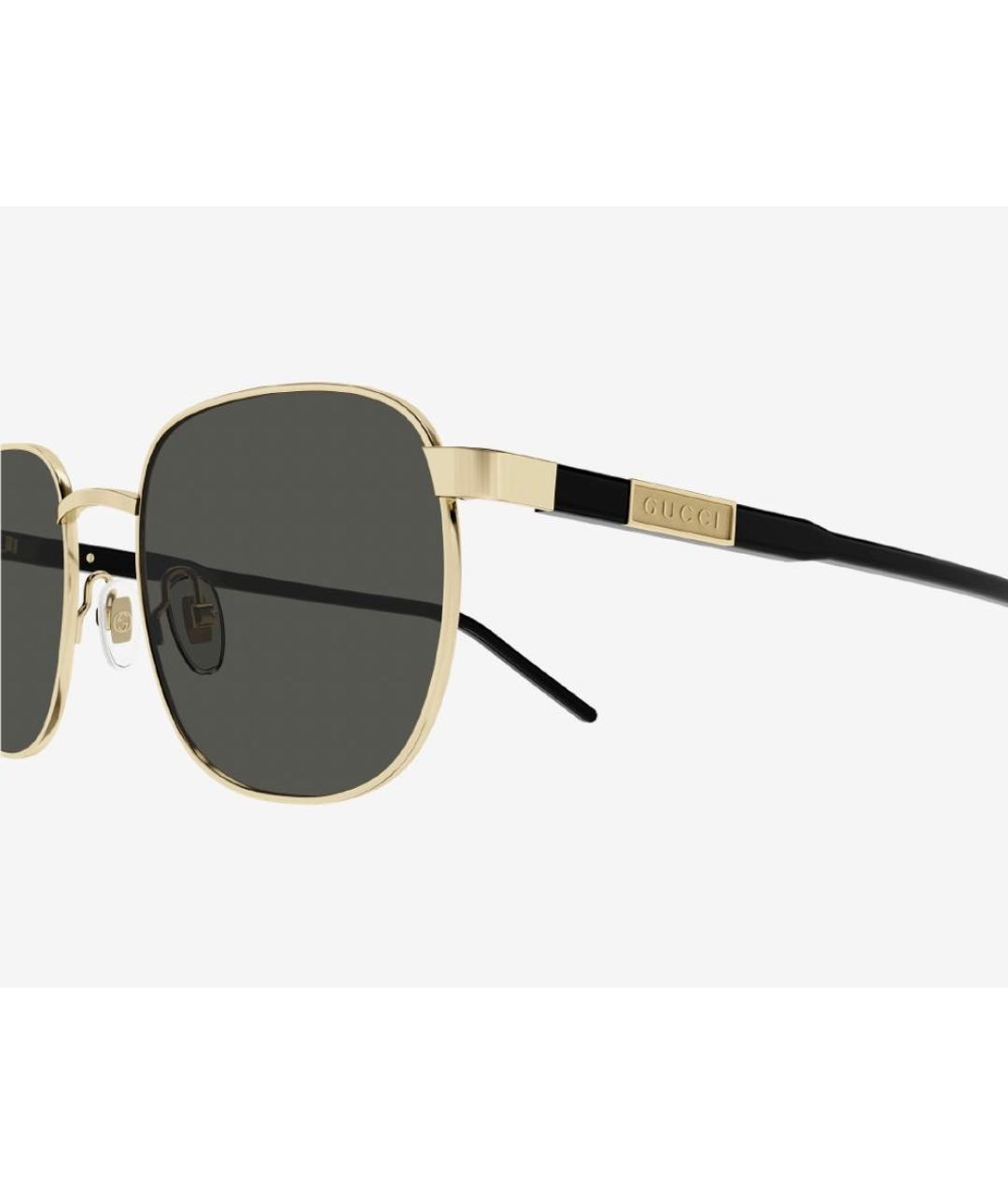 GUCCI Золотые металлические солнцезащитные очки, фото 3