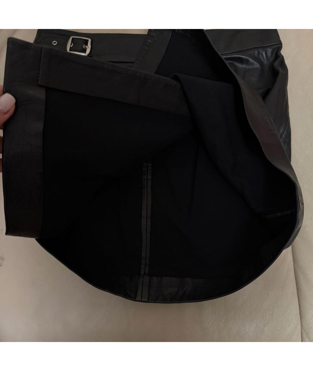 AGOLDE Черная кожаная юбка мини, фото 4
