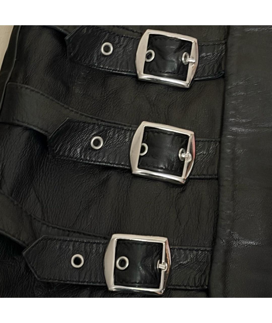 AGOLDE Черная кожаная юбка мини, фото 2