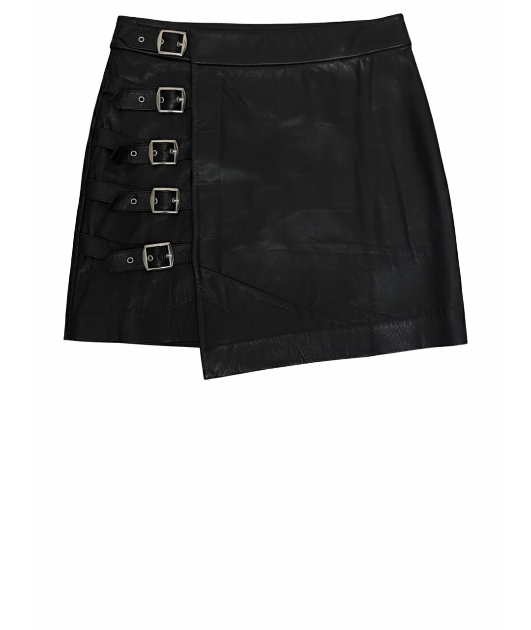 AGOLDE Черная кожаная юбка мини, фото 1