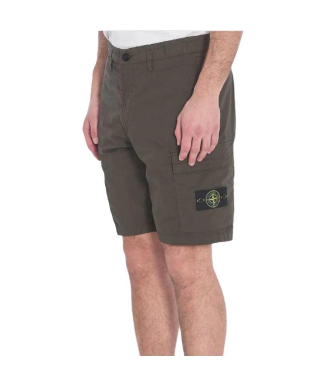 STONE ISLAND Зеленые хлопковые шорты, фото 4