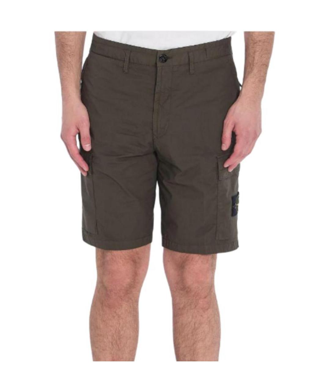 STONE ISLAND Зеленые хлопковые шорты, фото 3