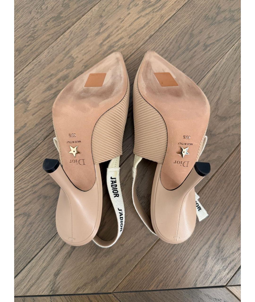 CHRISTIAN DIOR Бежевые текстильные туфли, фото 6