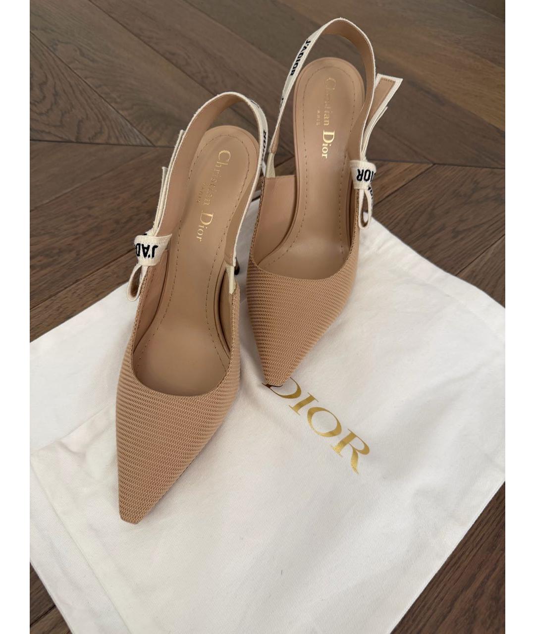 CHRISTIAN DIOR Бежевые текстильные туфли, фото 3