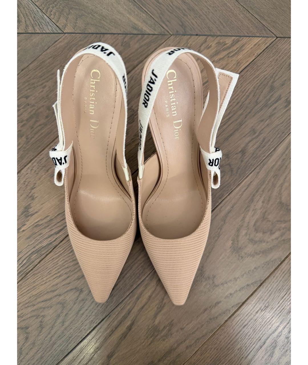 CHRISTIAN DIOR Бежевые текстильные туфли, фото 2