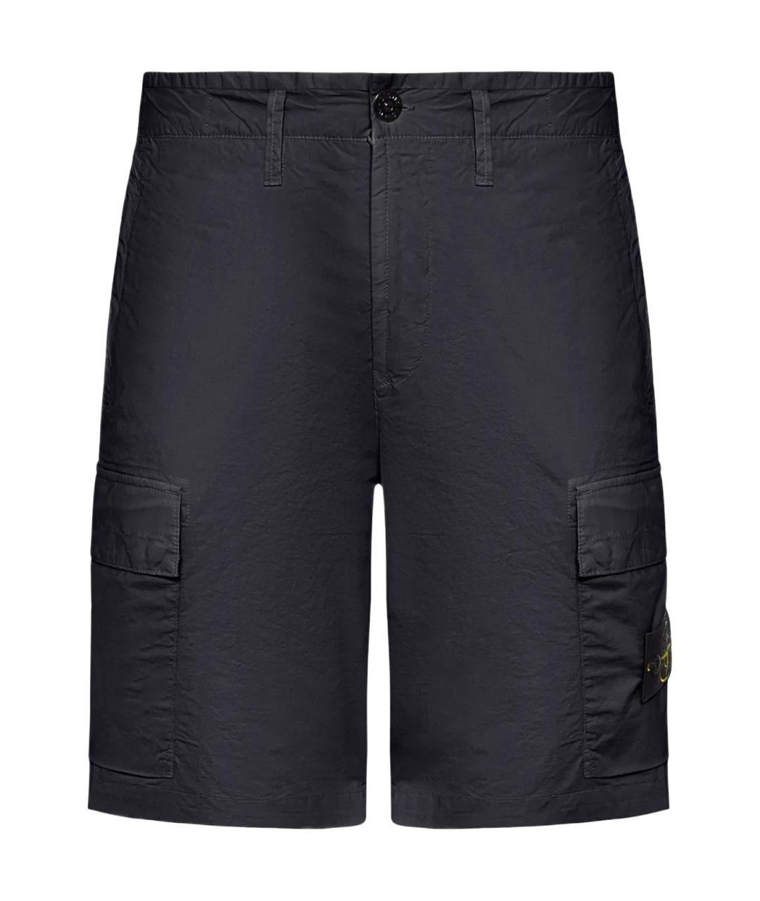 STONE ISLAND Темно-синие хлопковые шорты, фото 1