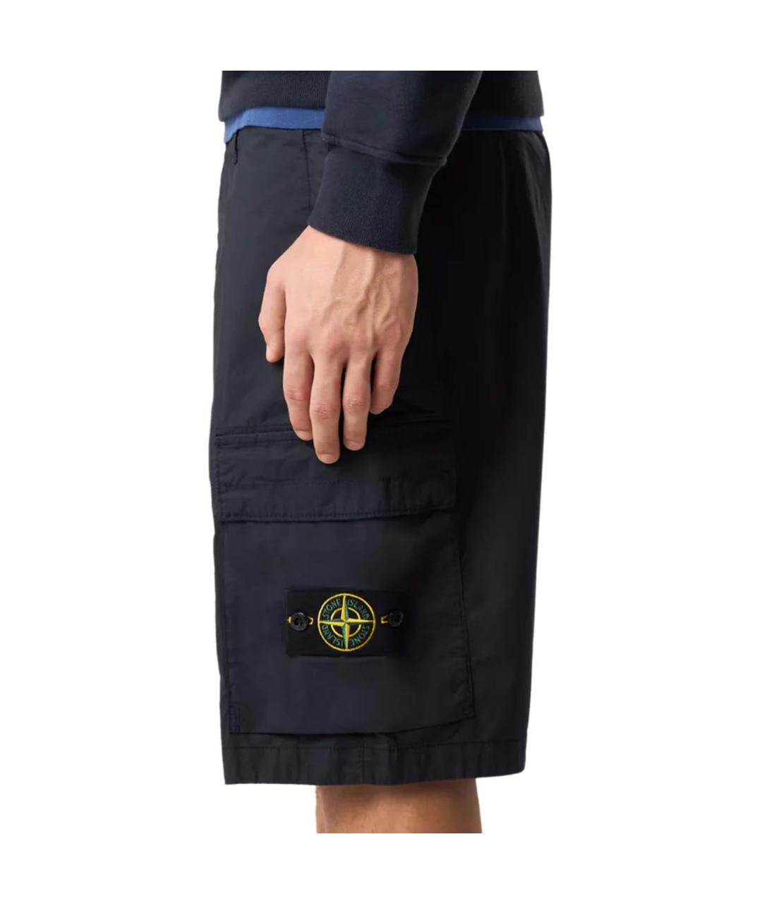 STONE ISLAND Темно-синие хлопковые шорты, фото 5