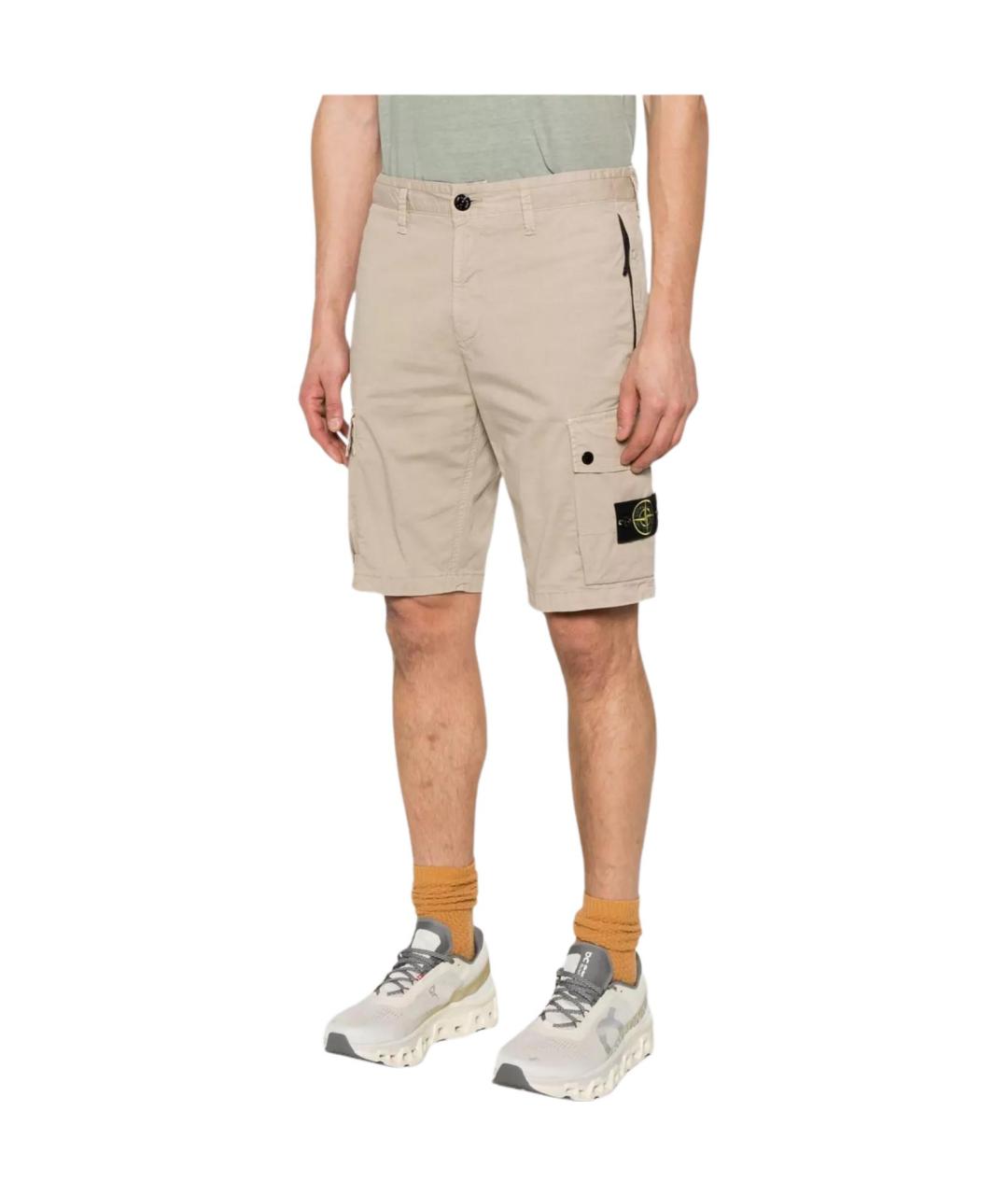 STONE ISLAND Бежевые шорты, фото 4