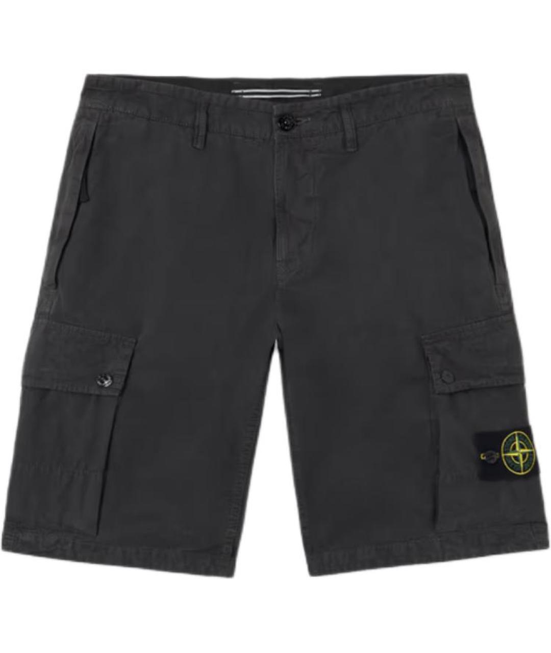 STONE ISLAND Антрацитовые хлопковые шорты, фото 1