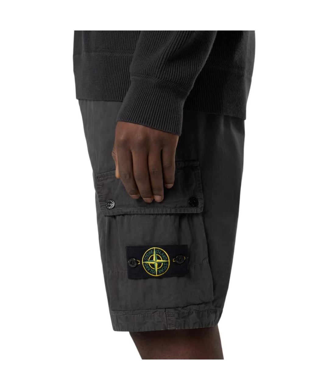 STONE ISLAND Антрацитовые хлопковые шорты, фото 2