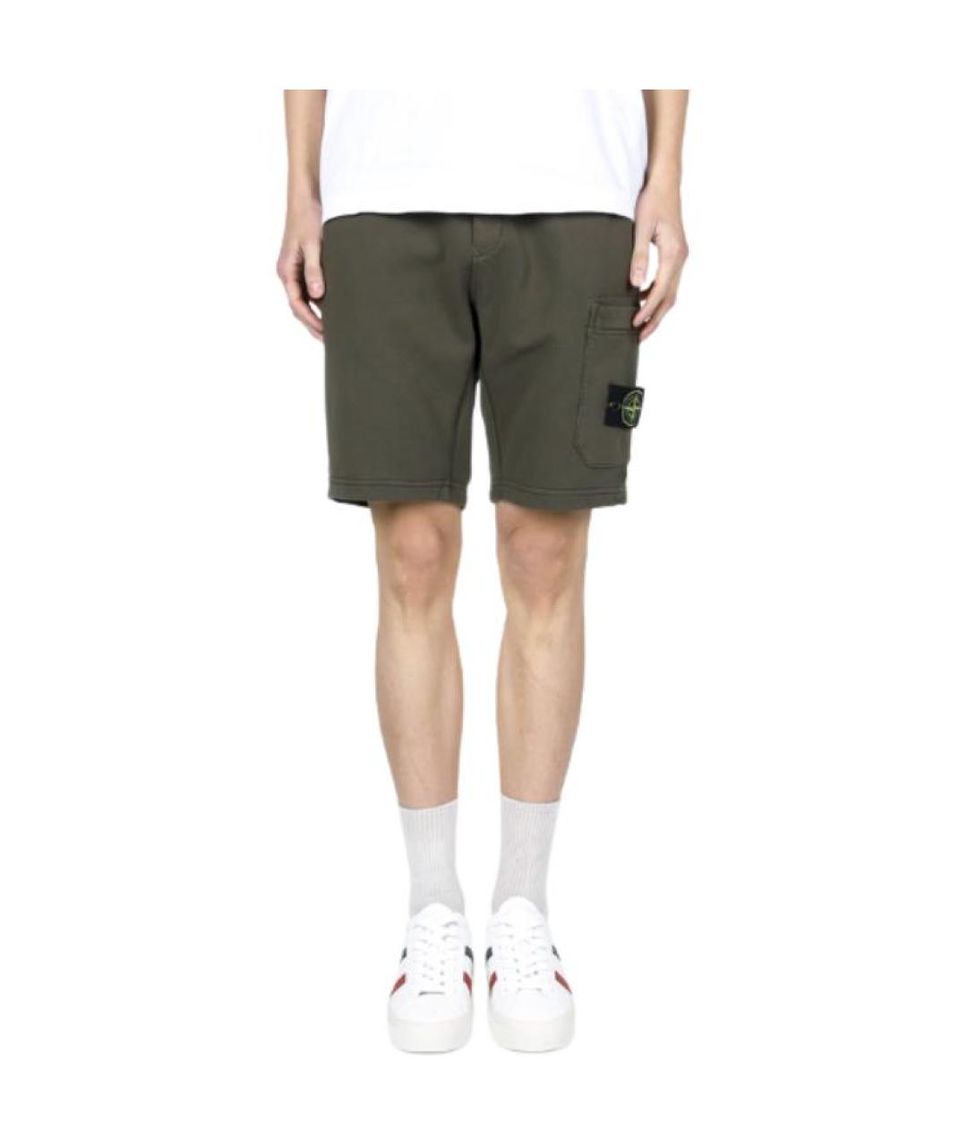 STONE ISLAND Зеленые хлопковые шорты, фото 4