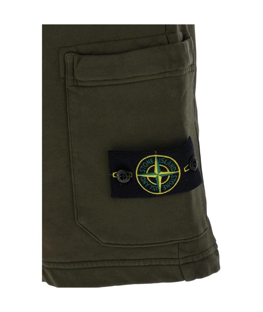 STONE ISLAND Зеленые хлопковые шорты, фото 3