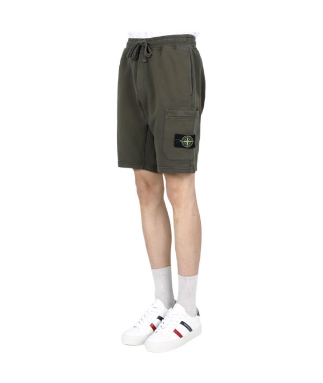 STONE ISLAND Зеленые хлопковые шорты, фото 5