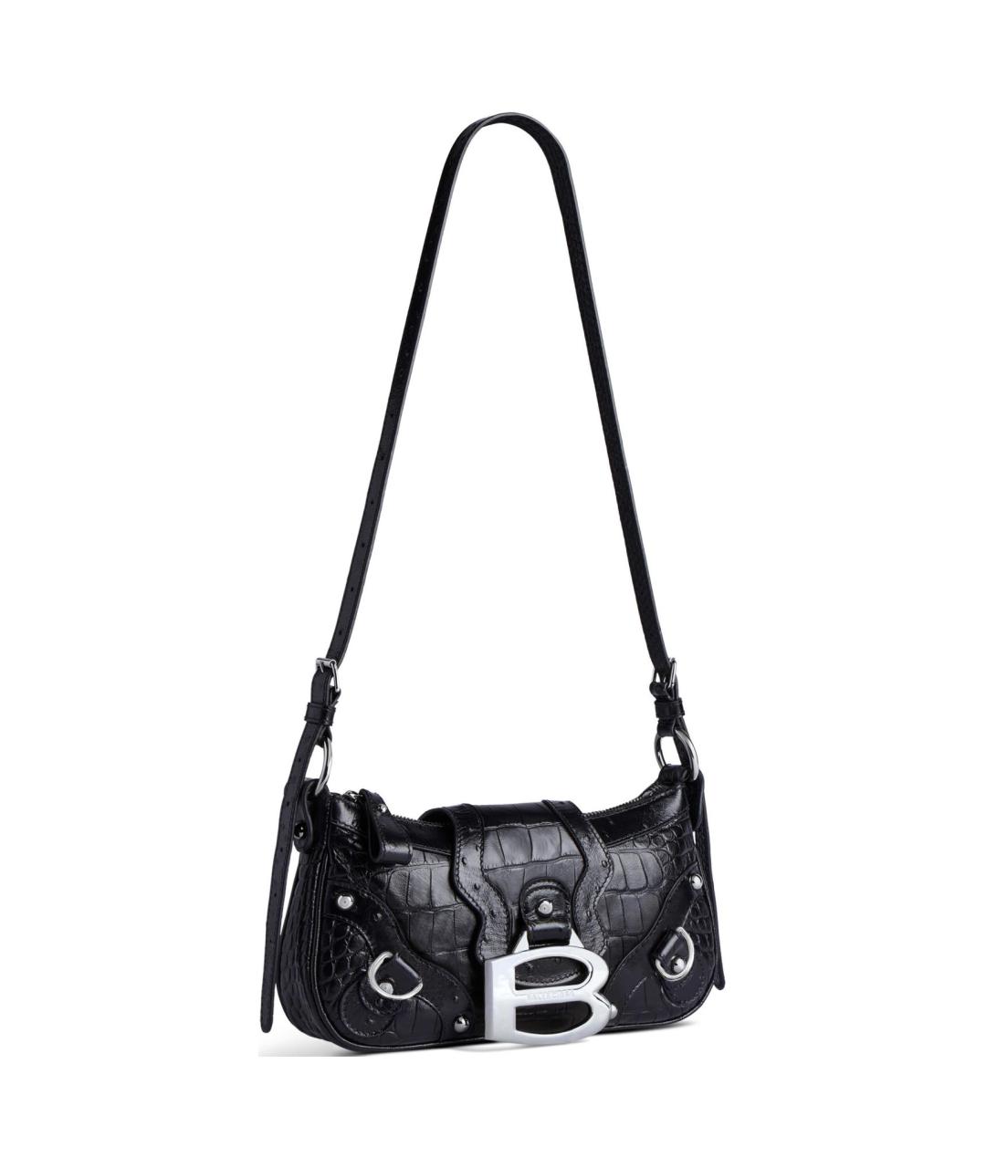 BALENCIAGA Черная кожаная сумка через плечо, фото 2