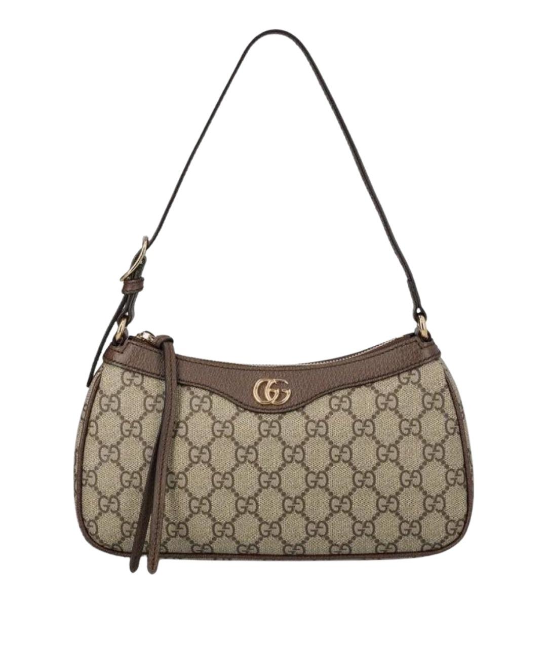 GUCCI Коричневая кожаная сумка с короткими ручками, фото 1