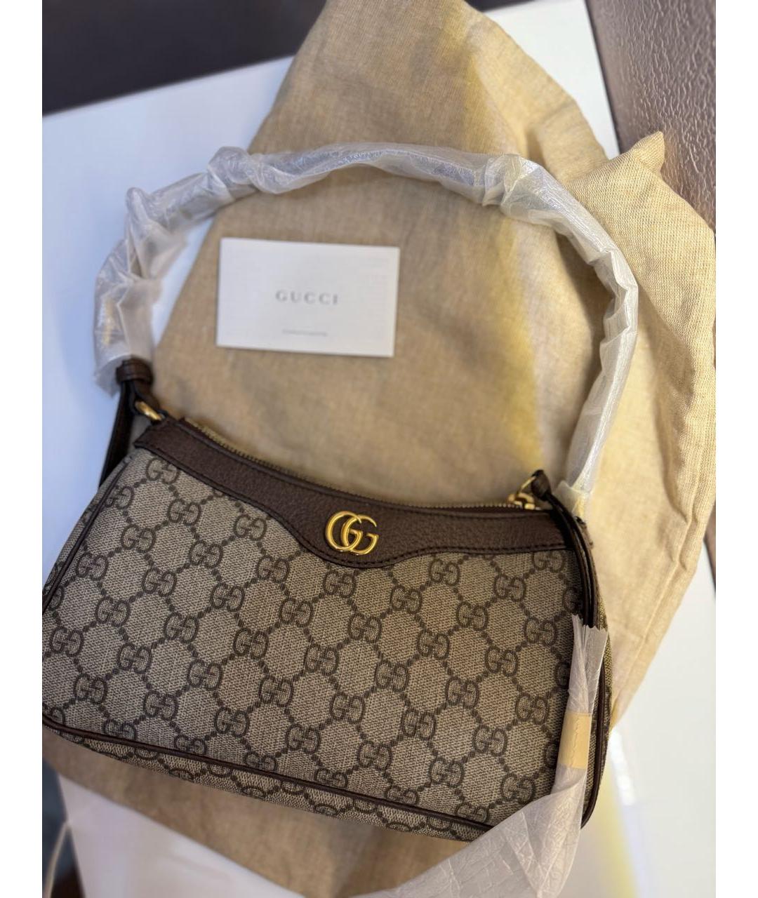 GUCCI Коричневая кожаная сумка с короткими ручками, фото 2