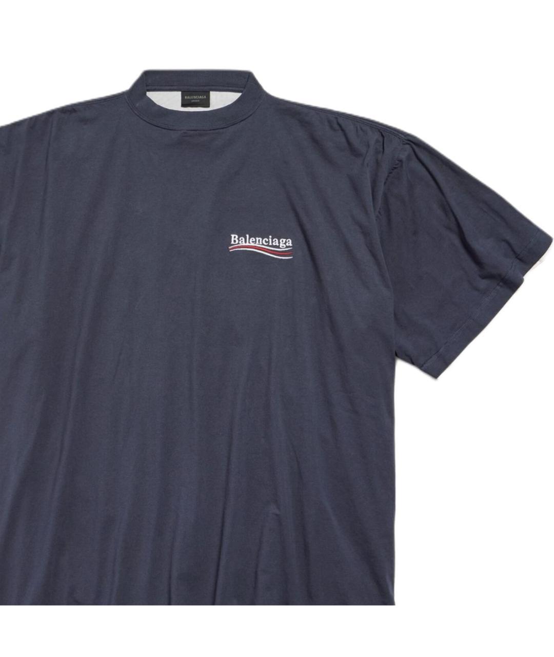 BALENCIAGA Синяя хлопковая футболка, фото 7